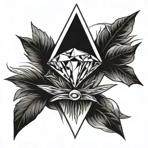 a diamond balancing on top of a single blade of grass tattoo design idea