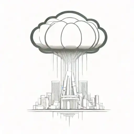 an abstract nuclear explosion mushroom cloud destorying a major city tattoo design idea