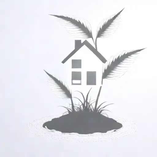 a seed growing out of the ground into a plant. but the plant is slowly becoming a house tattoo design idea