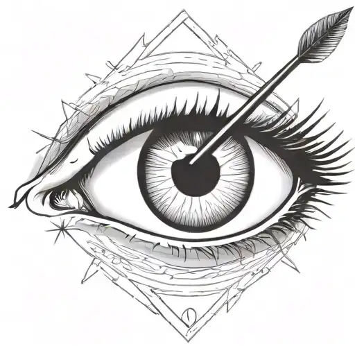an eye with an arrow dart stuck in the iris tattoo design idea