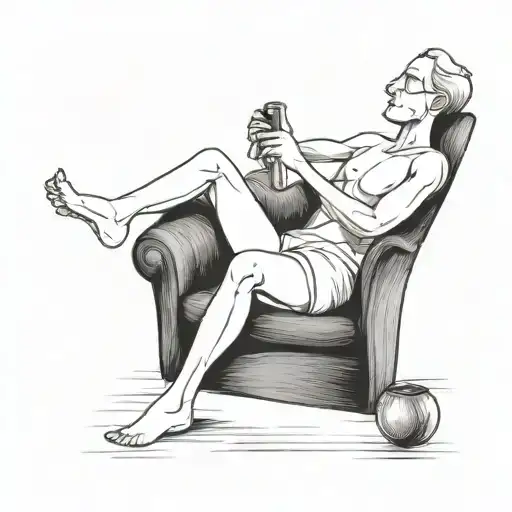 a simple stick figure laying back on a therapist's couch tattoo design idea