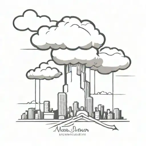 a mushroom cloud from a nuclear explosion destroying a major city within an abstract frame tattoo design idea