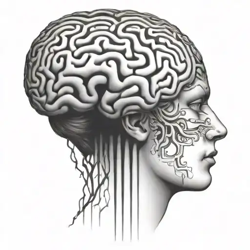 an abstract brain opening up to psychology tattoo design idea