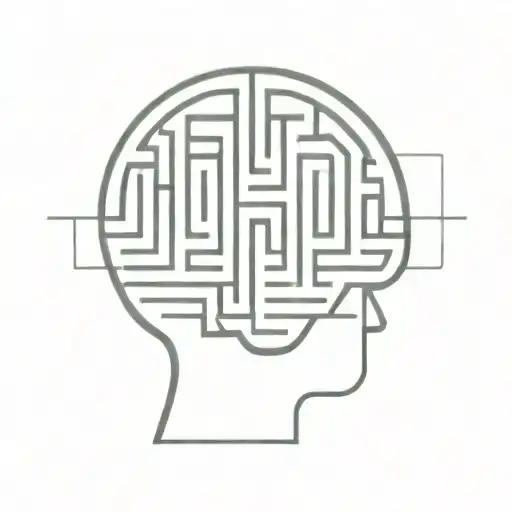 a drawing of a human head depicting the brain as an elaborate maze with minimalist lines offshooting from the brain tattoo design idea