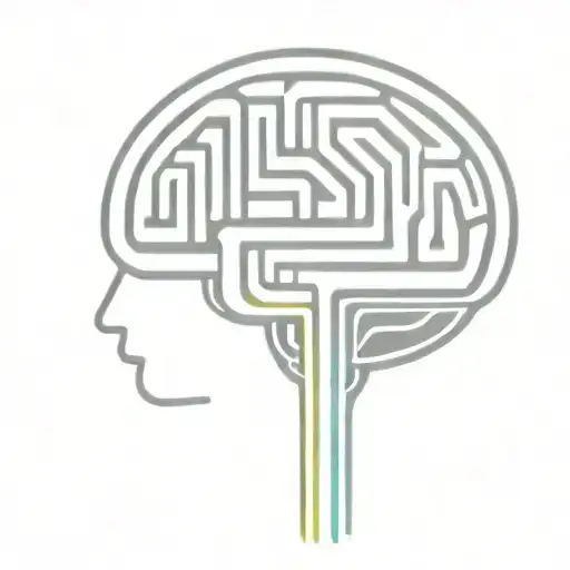 a simple minimalist line drawing of a brain as an elaborate maze with offshoots tattoo design idea