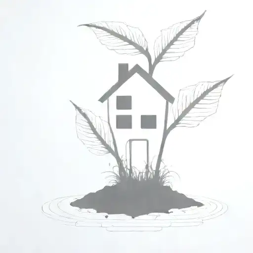 a seed growing out of the ground into a plant. but the plant is slowly becoming a house tattoo design idea