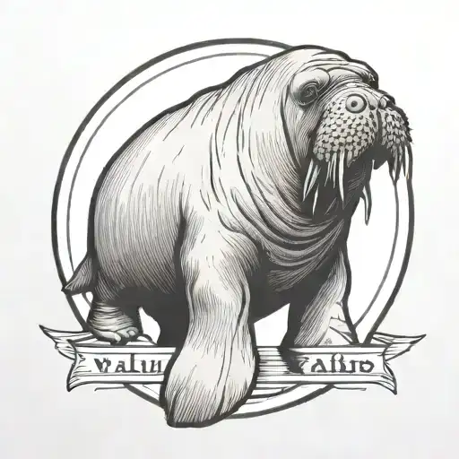 a walrus with a nametag that says walrus tattoo design idea