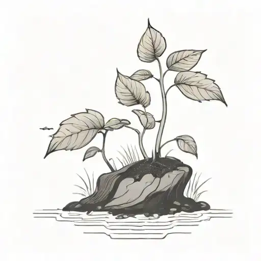 a seed growing out of the ground into a plant. but the plant is slowly becoming a house tattoo design idea