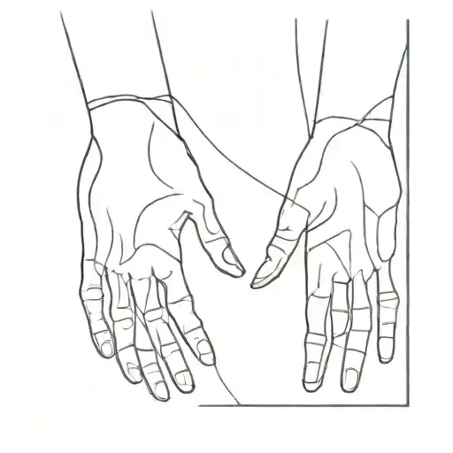 a blackwork tattoo design of two human forms standing opposite each other touching hands. one of them is light, one of t tattoo design idea