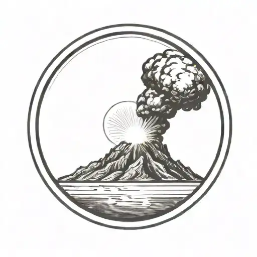 a nuclear explosion contained within a perfect circle tattoo design idea