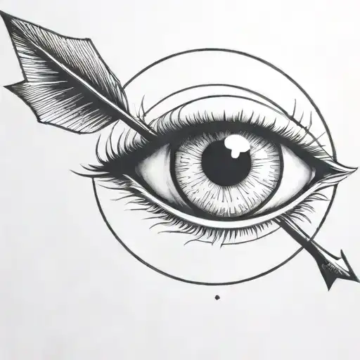 an eyeball with an arrow shooting through it withou a circle around it tattoo design idea