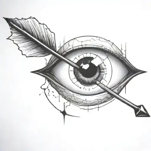 an eyeball with an arrow shooting through it withou a circle around it tattoo design idea