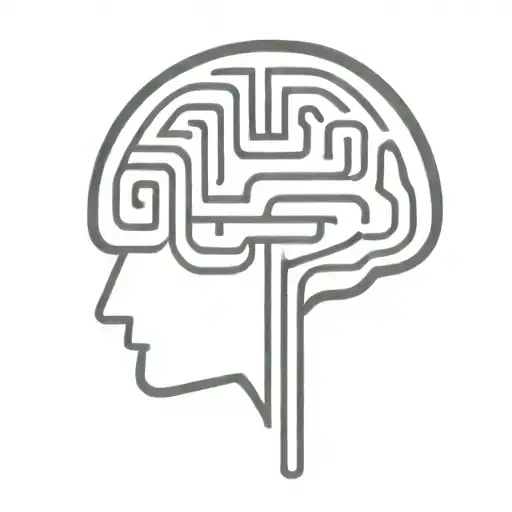 a simple minimalist line drawing of a brain as an elaborate maze with offshoots tattoo design idea