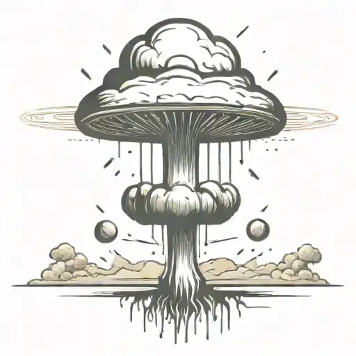 an abstract nuclear explosion mushroom cloud tattoo design idea