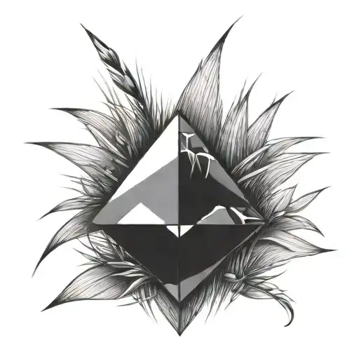 a diamond balancing on top of a blade of grass tattoo design idea