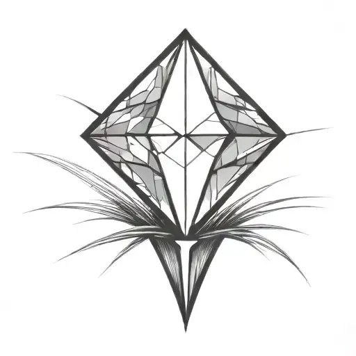 a diamond balancing on top of a single blade of grass tattoo design idea