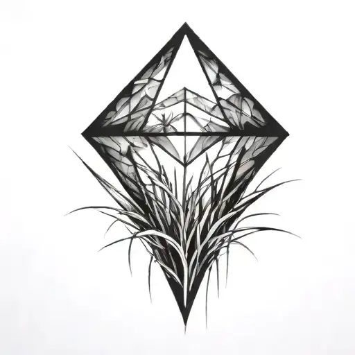 a diamond growing out the top of a piece of grass  tattoo design idea