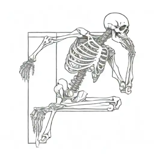 a skeleton in the wall tattoo design idea