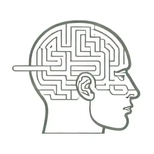 a drawing of a human head depicting the brain as an elaborate maze with minimalist lines offshooting from the brain tattoo design idea