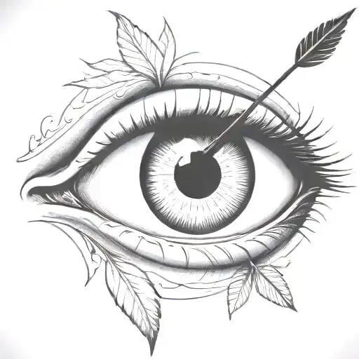 an eye with an arrow dart stuck in the iris tattoo design idea