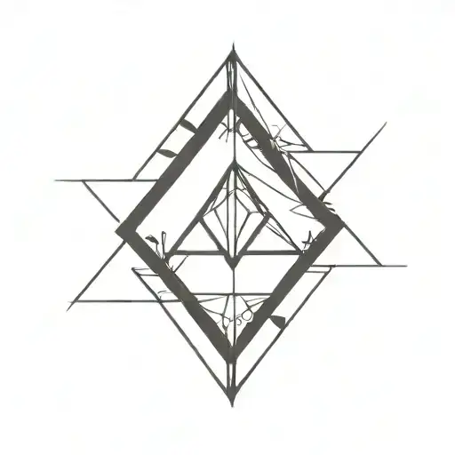 a diamond balancing on top of a single blade of grass using bold black lines in a bold black frame tattoo design idea