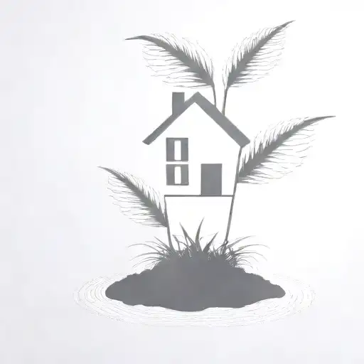 a seed growing out of the ground into a plant. but the plant is slowly becoming a house tattoo design idea
