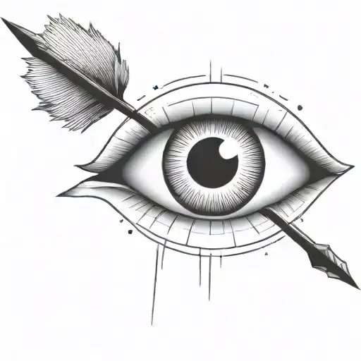 an eyeball with an arrow shooting through it withou a circle around it tattoo design idea