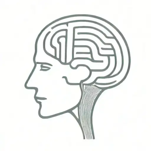 a simple minimalist line drawing of a brain as an elaborate maze with offshoots tattoo design idea