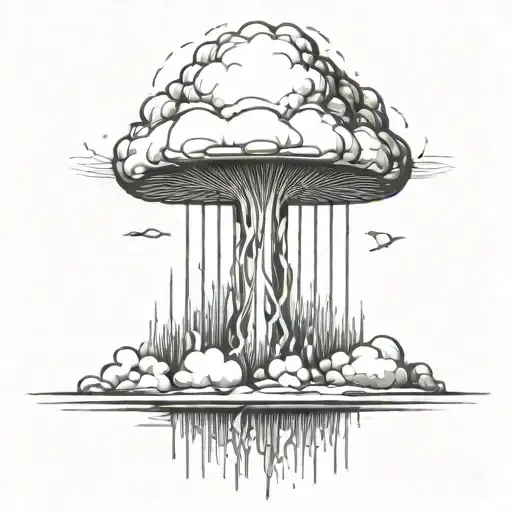 an abstract nuclear explosion mushroom cloud tattoo design idea