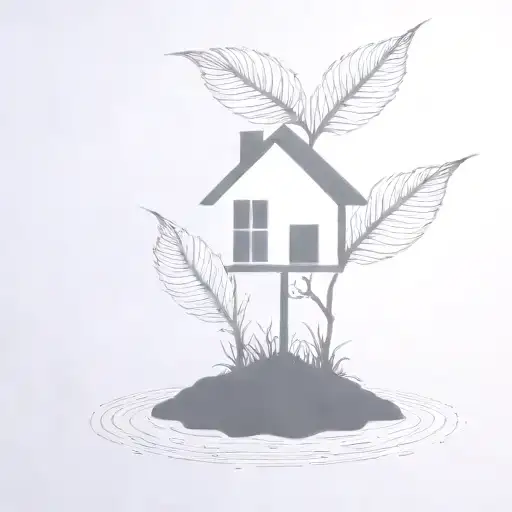 a seed growing out of the ground into a plant. but the plant is slowly becoming a house tattoo design idea