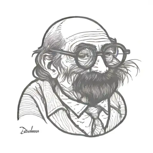 wearing john lennon style circular glasses  tattoo design idea