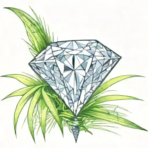 a diamond on top of a blade of grass tattoo design idea