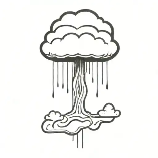 an abstract nuclear explosion mushroom cloud in an abstract black line frame tattoo design idea