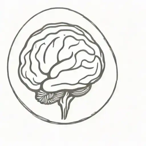 a brain inside a circular frame tattoo design idea