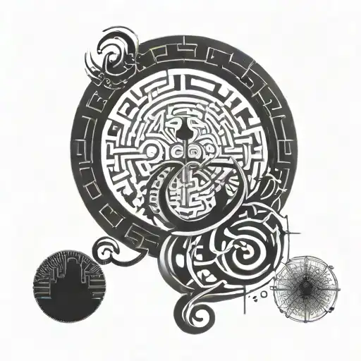 Incorporate a labyrinth design symbolizing the journey of self-discovery and inner exploration tattoo design idea