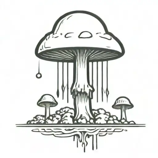 an abstract nuclear explosion mushroom cloud tattoo design idea