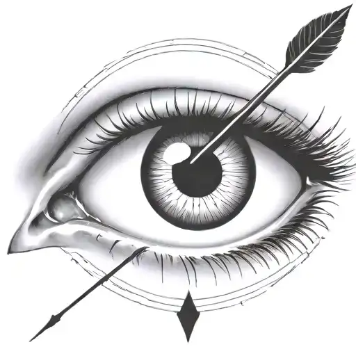 a pair of eyes with an arrow dart stuck in the iris tattoo design idea
