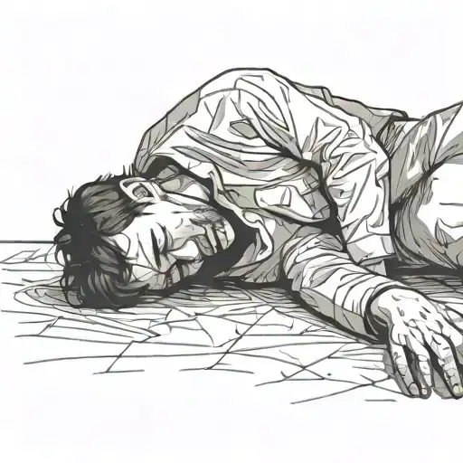 a sad person laying on the floor tattoo design idea