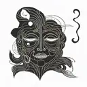a minimalist abstract contented face with eyes closed tattoo design idea