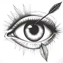 an eye with an arrow dart stuck in the iris tattoo design idea