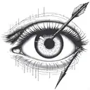 an eye with an arrow dart stuck in the iris tattoo design idea