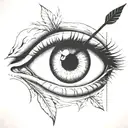 an eye with an arrow dart stuck in the iris tattoo design idea