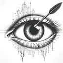 an eye with an arrow dart stuck in the iris tattoo design idea