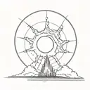 a nuclear explosion contained within a perfect circle tattoo design idea