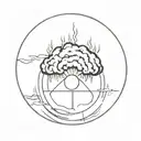 a nuclear explosion contained within a perfect circle tattoo design idea