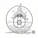 a nuclear explosion contained within a perfect circle tattoo design idea