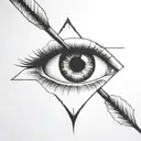 an arrow shot through a female eye encapuslated in a heart tattoo design idea