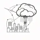 a nuclear explosion mushroom cloud destroying a city using bold black lines and geometric shapes tattoo design idea