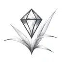 a diamond balancing on top of a single blade of grass tattoo design idea