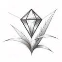 a diamond balancing on top of a single blade of grass tattoo design idea